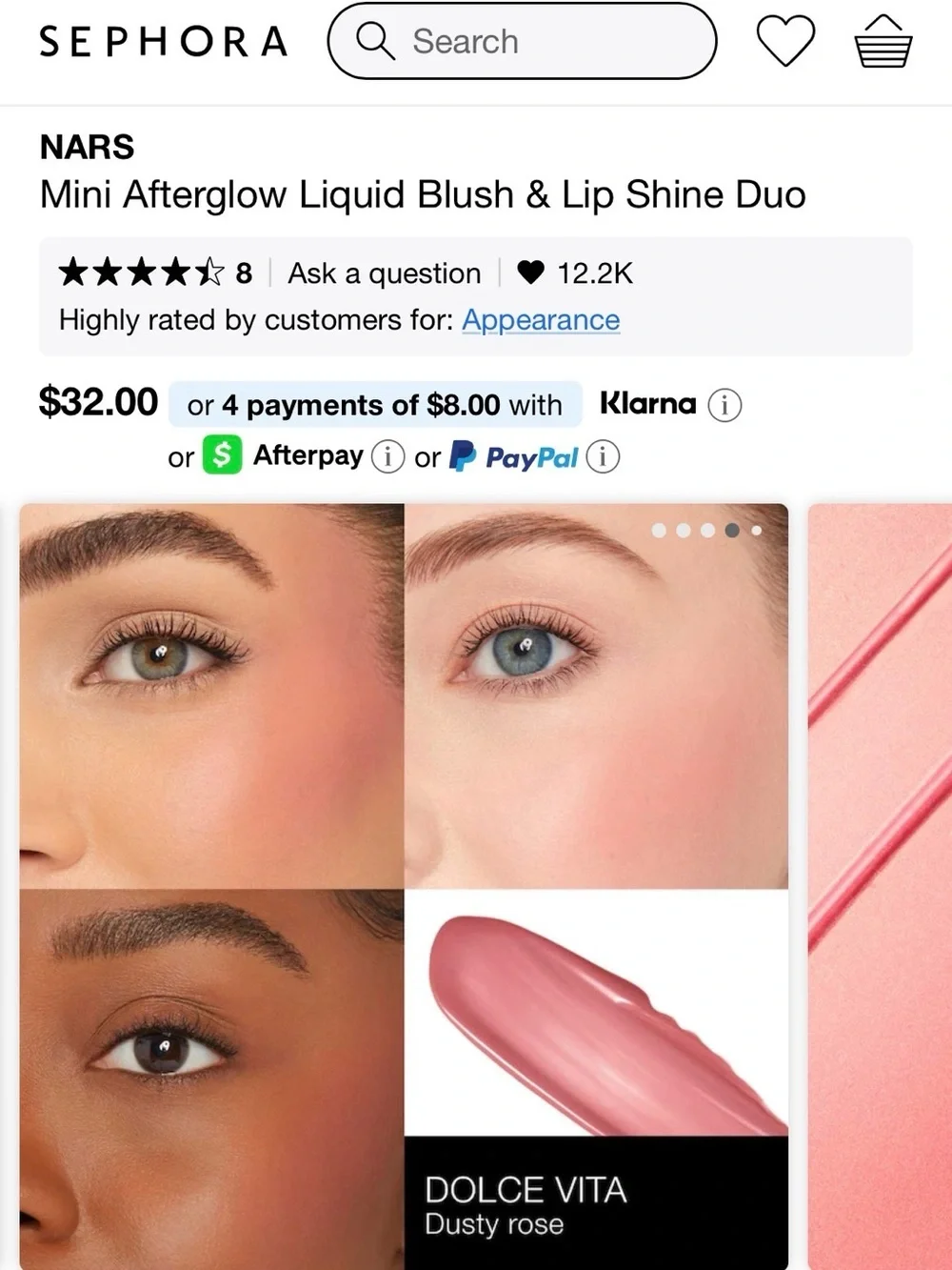 NARS Afterglow Liquid Blush & Lip Shine Duo - Rose Pink